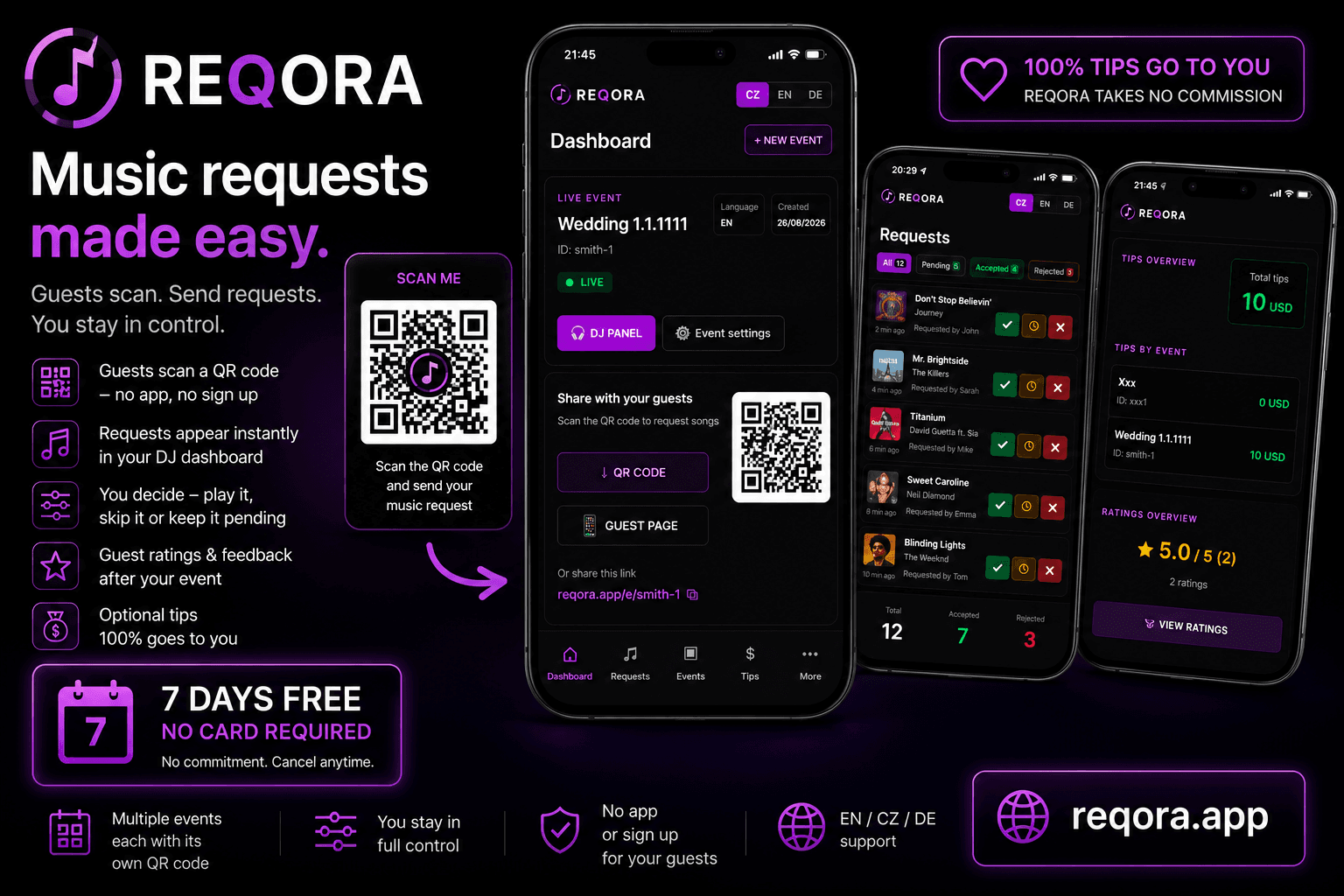 REQORA song requests for DJs and live bands